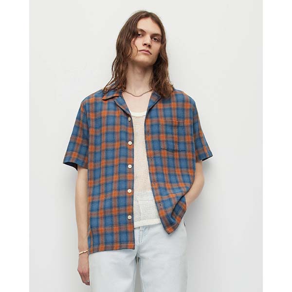 Allsaints Australia Mens Talaia Checked Shirt Blue AU80-097